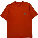 Carhartt T-Shirt - Small Orange Cotton