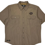 Motorcycles Harley Davidson Spellout Short Sleeve Shirt - 2XL Brown Cotton