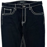True Luck Contrast Stitch Jeans - 34W UK 12 Black Cotton Blend
