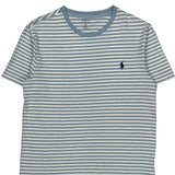Polo By Ralph Lauren Striped T-Shirt - Medium Blue Cotton