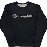 Champion Spellout Sweatshirt - Medium Black Cotton