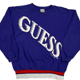 Made In USA Guess Spellout Sweatshirt - XL Blue Cotton