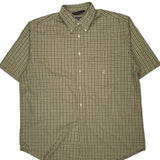 Nautica Checked Short Sleeve Shirt - Large Khaki Cotton