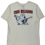 Buddha With Guitar True Religion Graphic T-Shirt - Large White Cotton
