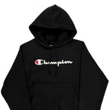 Reverse Weave Champion Spellout Hoodie - Small Black Cotton
