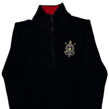 Embroidered Crest Ralph Lauren 1/4 Zip - Small Black Cotton