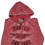 Harley Davidson Studded Hoodie - Medium Red Cotton Blend