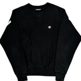 Reverse Weave Champion Spellout Sweatshirt - Small Black Cotton Blend