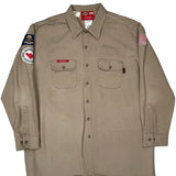 American Flag Patch Dickies Shirt - XL Khaki Cotton