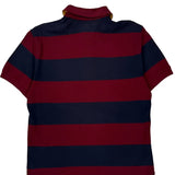 Tommy Hilfiger Striped Polo Shirt - Medium Burgundy Cotton