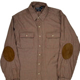 Whitfield Classic Fit Polo By Ralph Lauren Checked Shirt - Large Brown Cotton