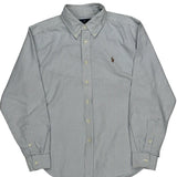 Age 10-12 Ralph Lauren Striped Shirt - Medium Blue Cotton