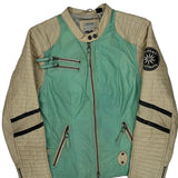 Restless Spirit Harley Davidson Graphic Leather Jacket - Medium Beige Leather