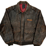 70S Avirex Flight Leather Jacket - Large Brown Leather