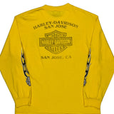 San Jose Harley Davidson Graphic Long Sleeve T-Shirt - Medium Yellow Cotton