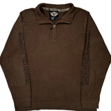 Harley Davidson Spellout 1/4 Zip - XL Brown Cotton