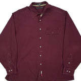 Tommy Hilfiger Shirt - Large Burgundy Cotton