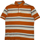 Tommy Hilfiger Striped Polo Shirt - Large White Cotton