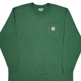 Loose Fit Carhartt Long Sleeve T-Shirt - 2XL Green Cotton