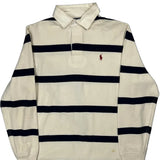 Polo By Ralph Lauren Striped Rugby Shirt - Medium Cream Cotton