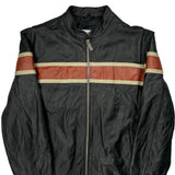 Wilsons Leather Striped Leather Jacket - Large Black Leather
