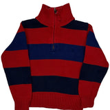 Age 3 Polo By Ralph Lauren Striped 1/4 Zip - XS Blue Cotton