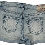 True Religion Mini Denim Shorts - 29W UK 10 Light Wash Denim