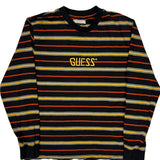 Guess Striped Long Sleeve T-Shirt - Medium Black Cotton