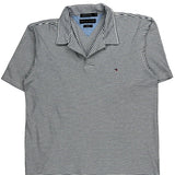 Stretch Tommy Hilfiger Striped Polo Shirt - XL Black & White Cotton