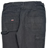 Dickies Double Knee Carpenter Trousers - 38W 31L Black Cotton