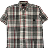 Dickies Checked Short Sleeve Shirt - Large Gray Cotton Blend