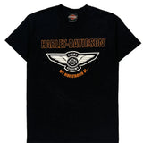 Riding Academy Harley Davidson Graphic T-Shirt - Medium Black Cotton Blend
