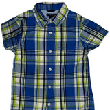 Age 4 Tommy Hilfiger Checked Short Sleeve Shirt - XS Blue Cotton
