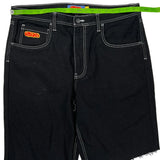 Empyre Contrast Stitch Denim Shorts - 38W 11L Black Denim