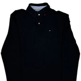 Tommy Hilfiger Long Sleeve Polo Shirt - Large Black Cotton