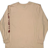 Spellout Carhartt Long Sleeve T-Shirt - 2XL Beige Cotton