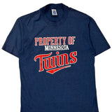 Minnesota Twins Logo 7 Single Stitch T-Shirt - XL Blue Cotton