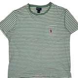 Polo By Ralph Lauren Striped T-Shirt - Large Green Cotton
