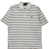 Polo By Ralph Lauren Striped Polo Shirt - Medium White Cotton