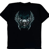 Skull And Motorcycle Graphic Rock Eagle Single Stitch T-Shirt - XL Black Cotton