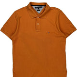 Tommy Hilfiger Slim Fit Polo Shirt - Large Orange Cotton