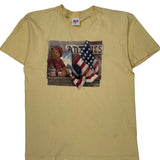 Single Stitch American Flag Anvil Graphic T-Shirt - Large Yellow Cotton