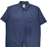 Dickies Short Sleeve Shirt - XL Blue Polyester Blend
