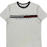 Tommy Hilfiger Striped T-Shirt - Medium White Cotton
