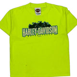 Age 10-12 Harley Davidson Graphic T-Shirt - Medium Yellow Cotton Blend