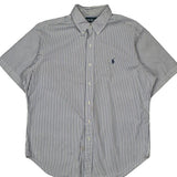 Ralph Lauren Striped Short Sleeve Shirt - Large Blue Cotton