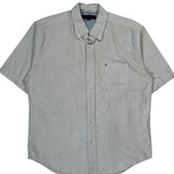 Tommy Hilfiger Striped Short Sleeve Shirt - Medium Blue Cotton
