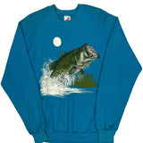 Fish Jumping Out Of Water Jerzees Graphic Sweatshirt - Large Blue Cotton