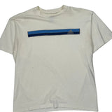 Adidas Striped T-Shirt - Large White Cotton