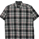 Dickies Checked Short Sleeve Shirt - Large Black Cotton Blend